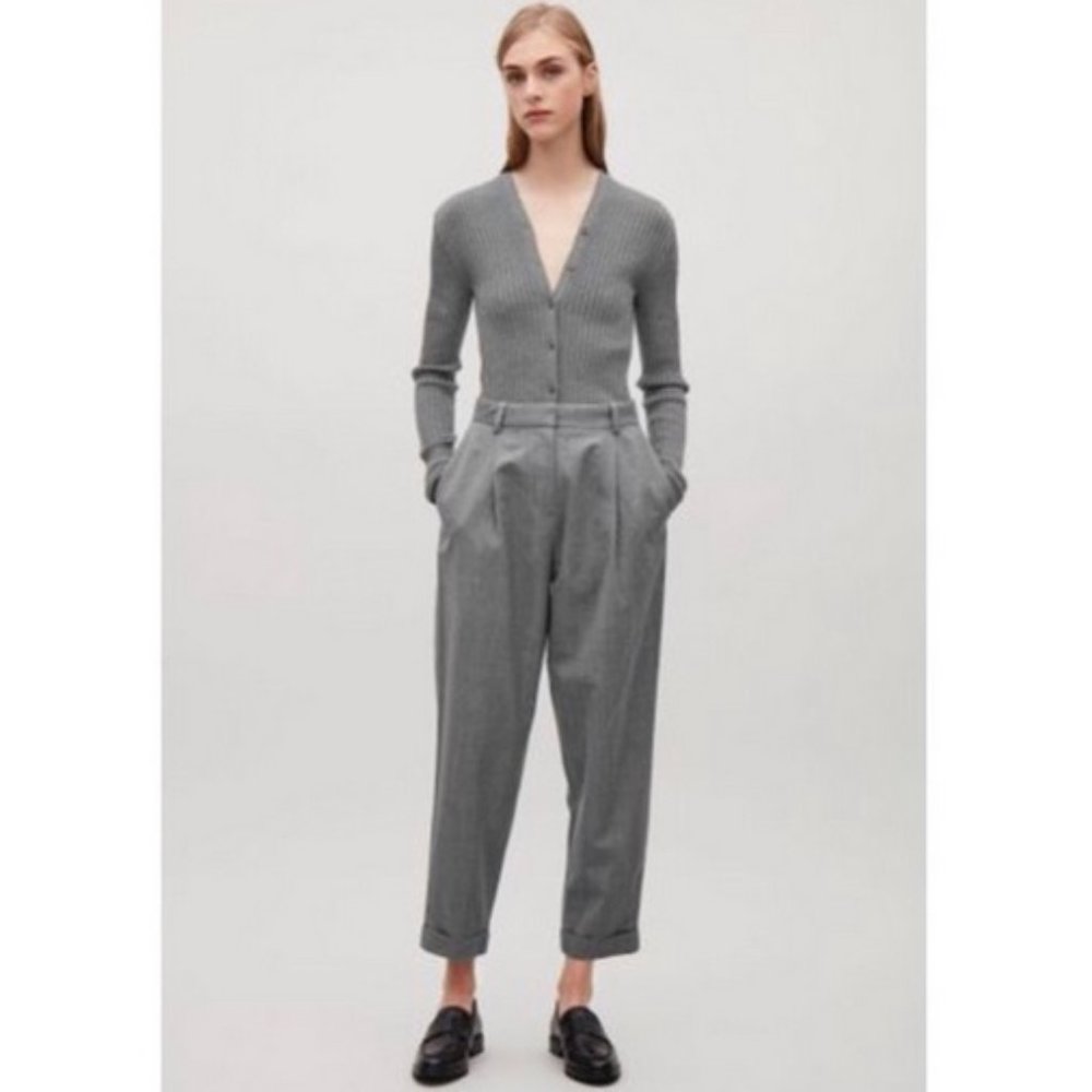 COS Wool Blend High Rise Cuffed Pleated Pant 6